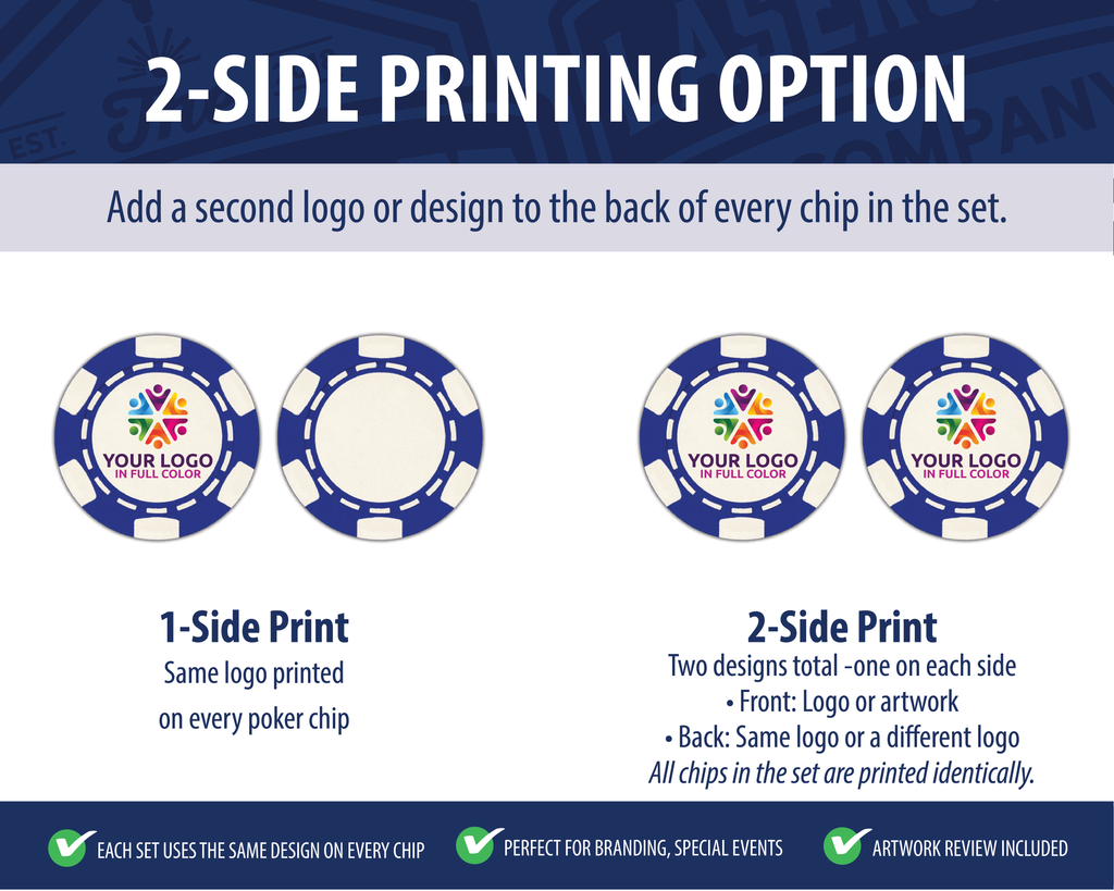 Custom Printed Poker Chips (6-Stripe B) - Set of 20 - Full Color UV Print