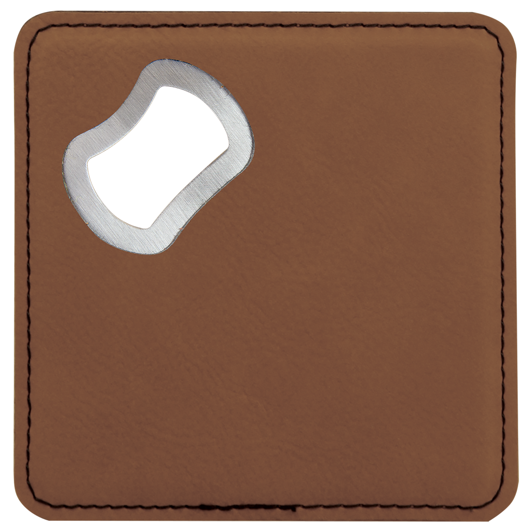 Custom Leatherette Bottle Opener Coaster — Dark Brown
