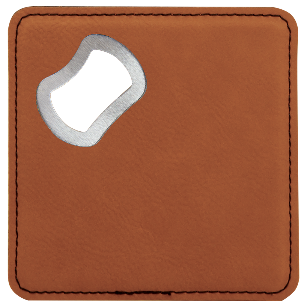 Custom Leatherette Bottle Opener Coaster — Rawhide