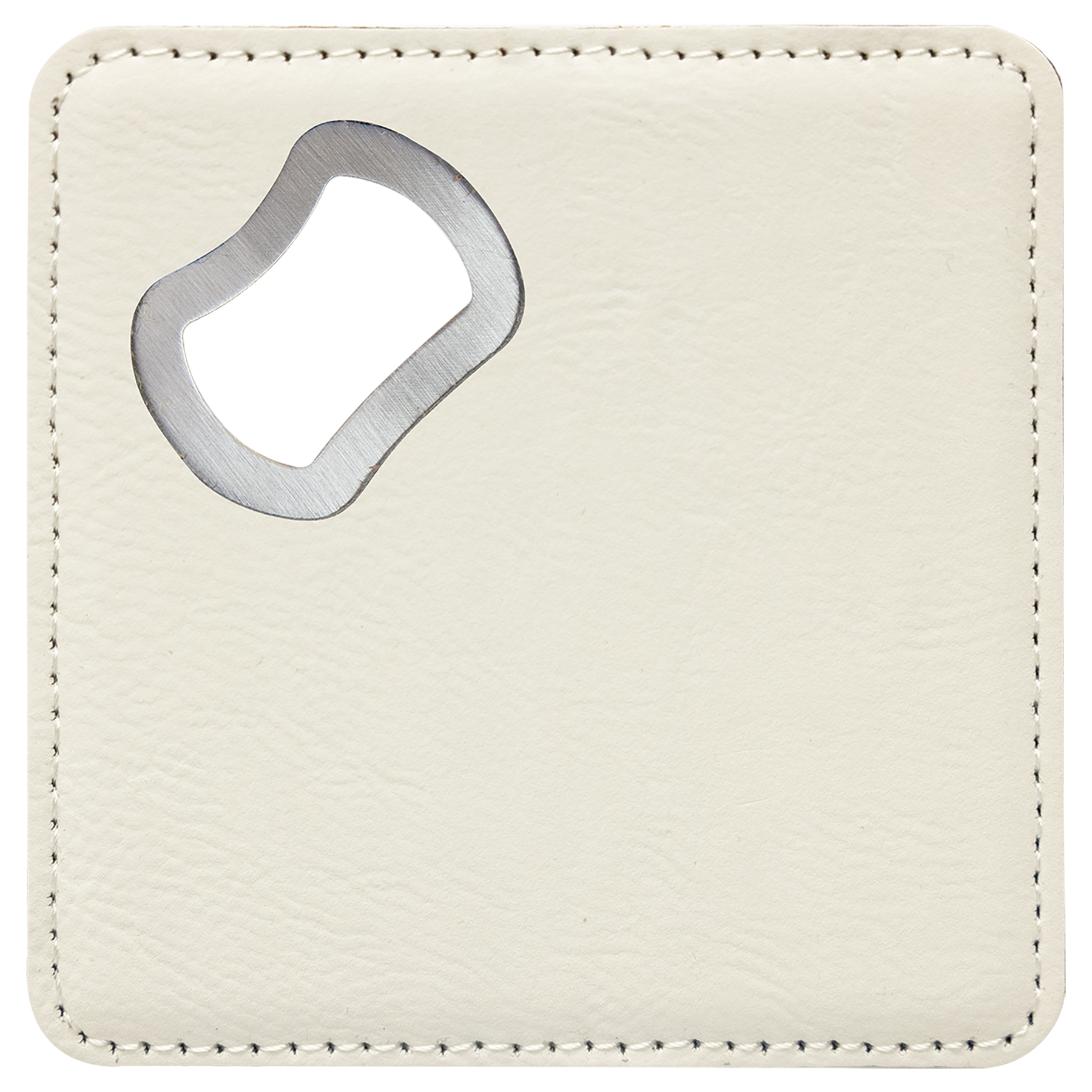 Custom Leatherette Bottle Opener Coaster — White