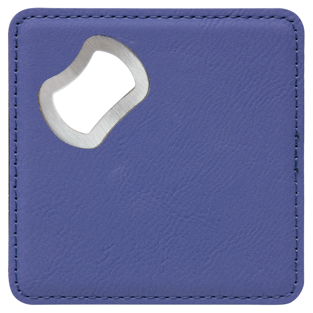 Custom Leatherette Bottle Opener Coaster — Purple
