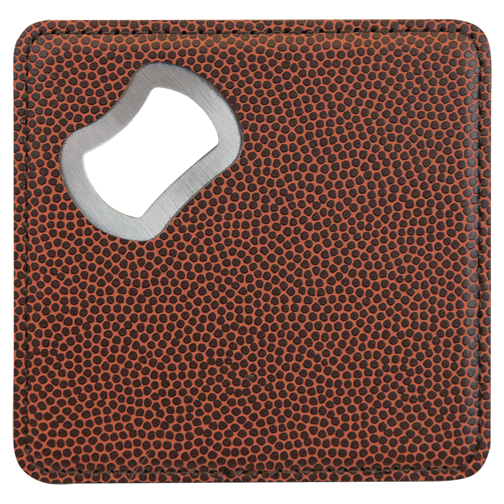 Custom Leatherette Bottle Opener Coaster — Football