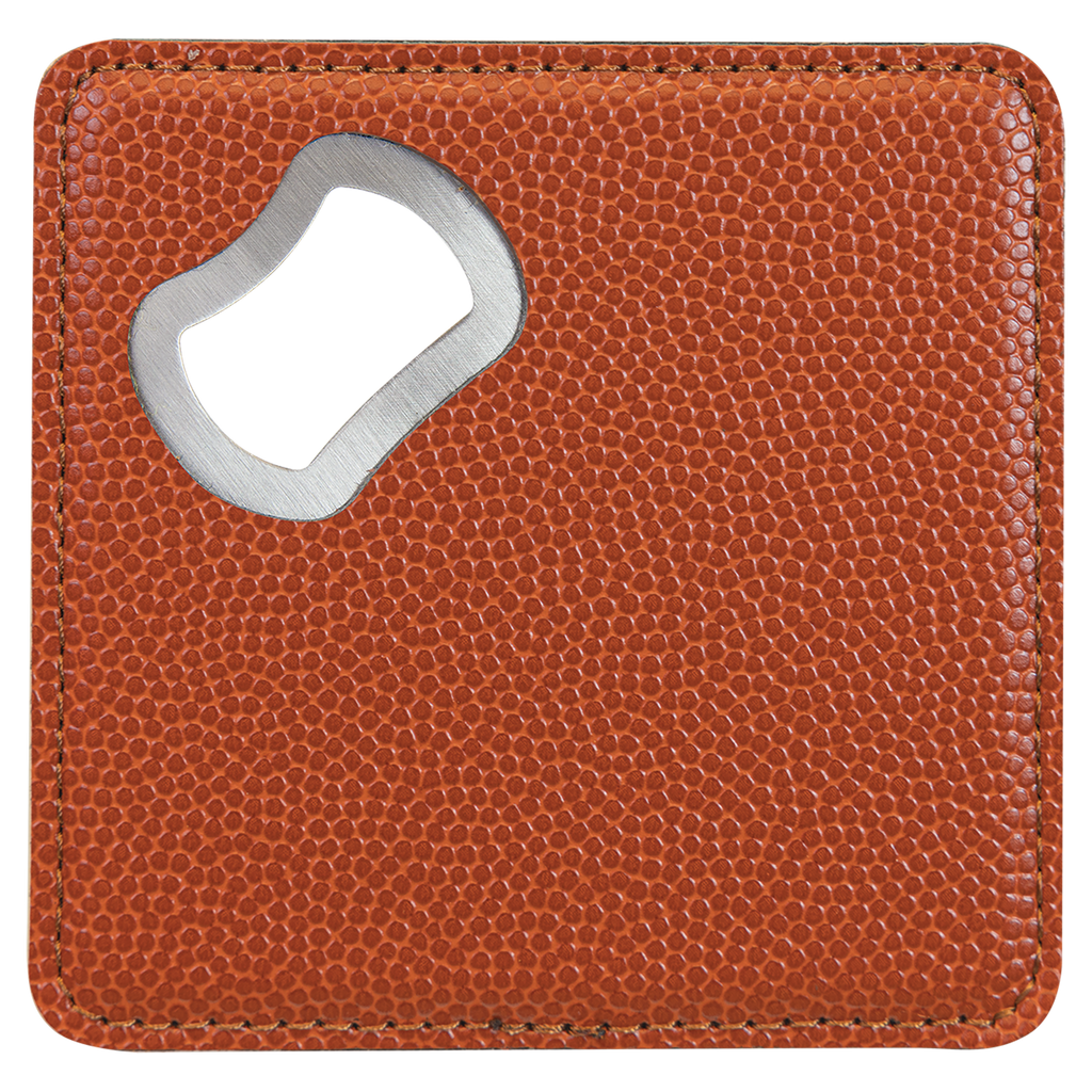 Custom Leatherette Bottle Opener Coaster — Basketball