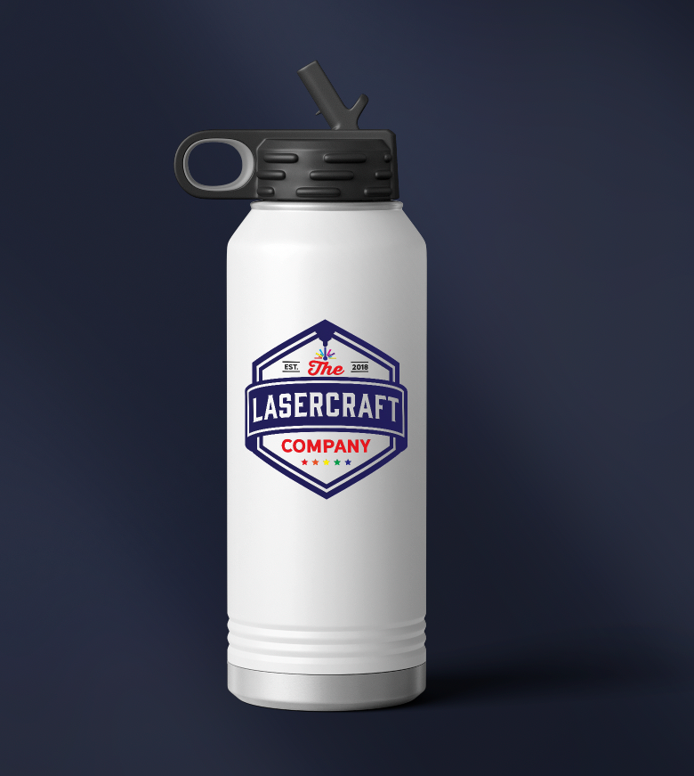 Custom printed 32oz insulated water bottle with full-color UV print