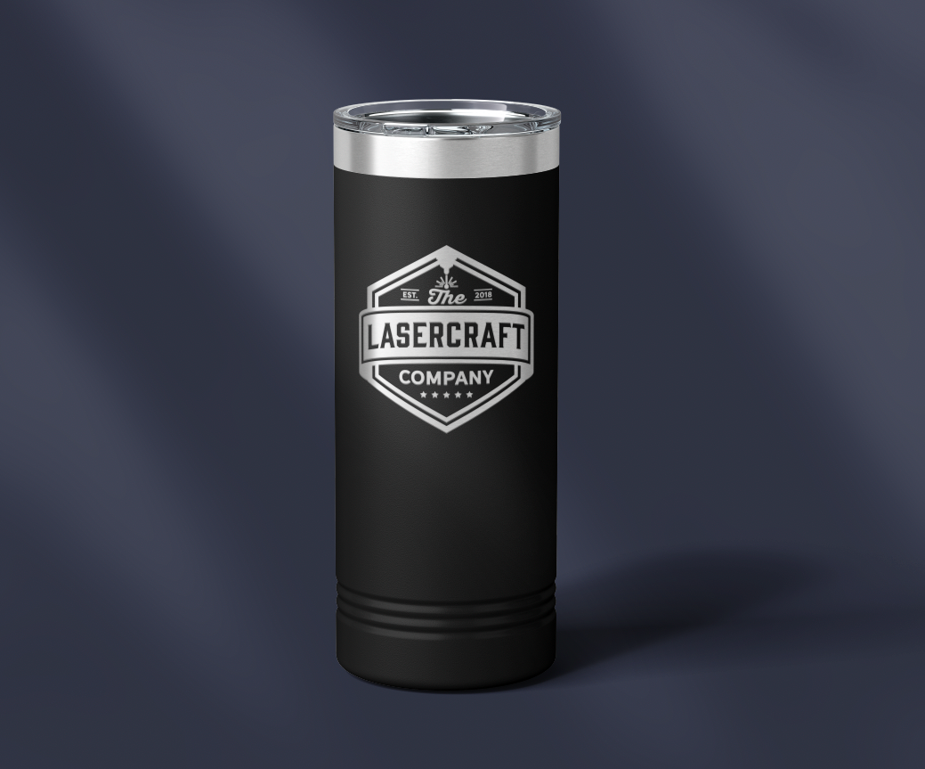 Personalized 22oz skinny tumbler with custom laser engraving