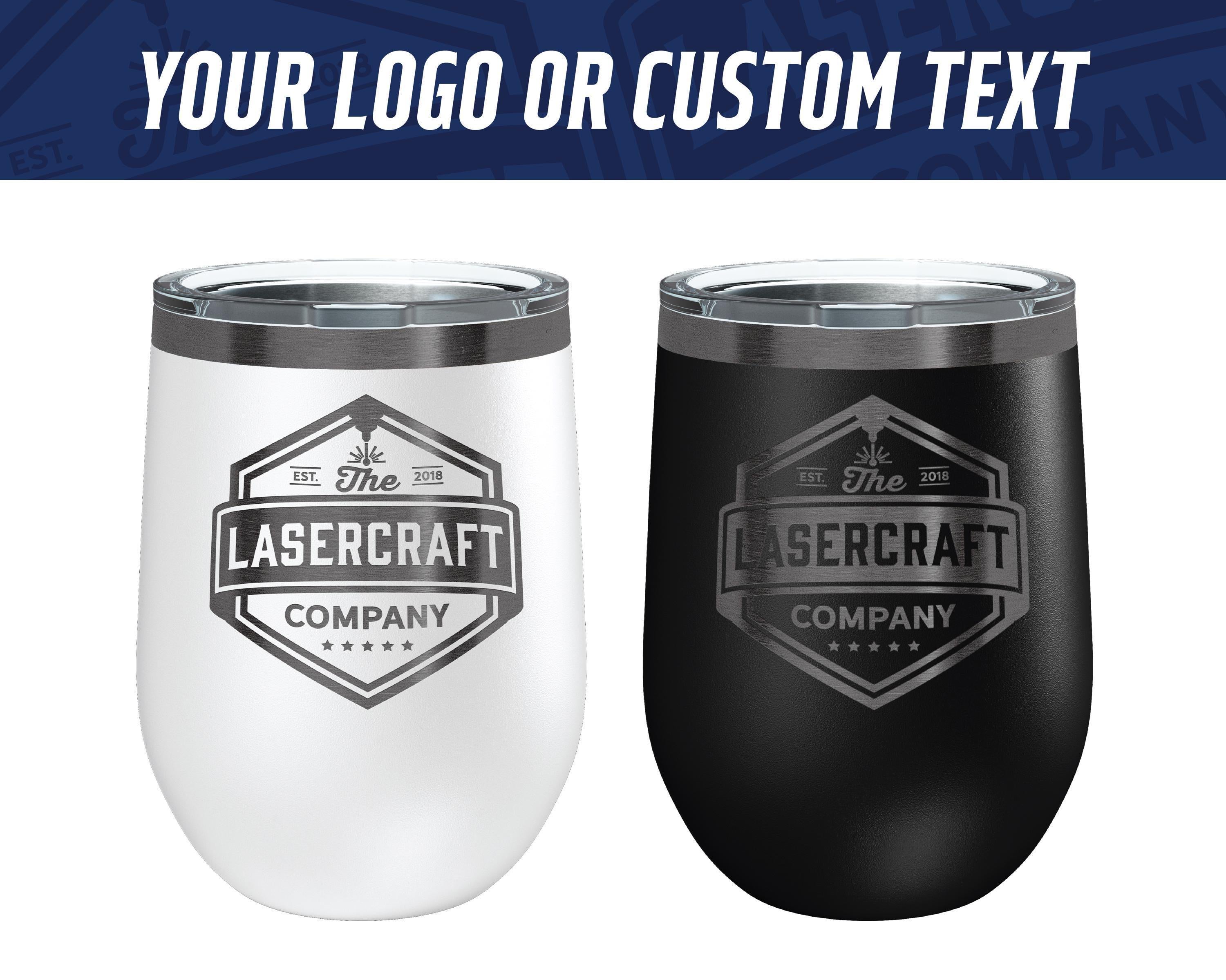 Custom Engraved 12oz Wine Tumbler – Ghost Black Ion-Plated