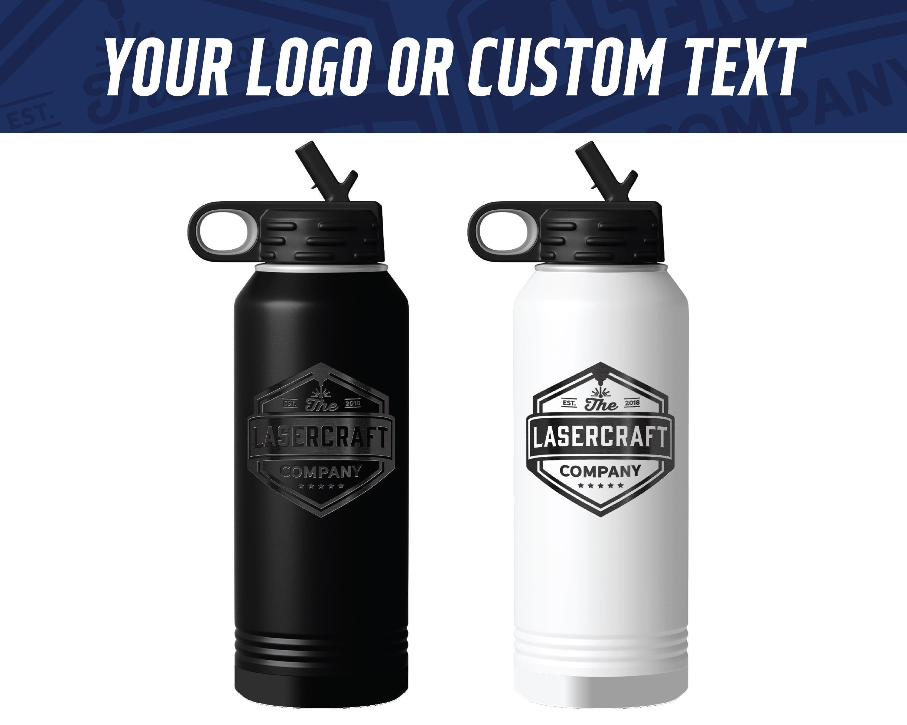 Custom Engraved 32oz Water Bottle – Ghost Black Ion-Plated