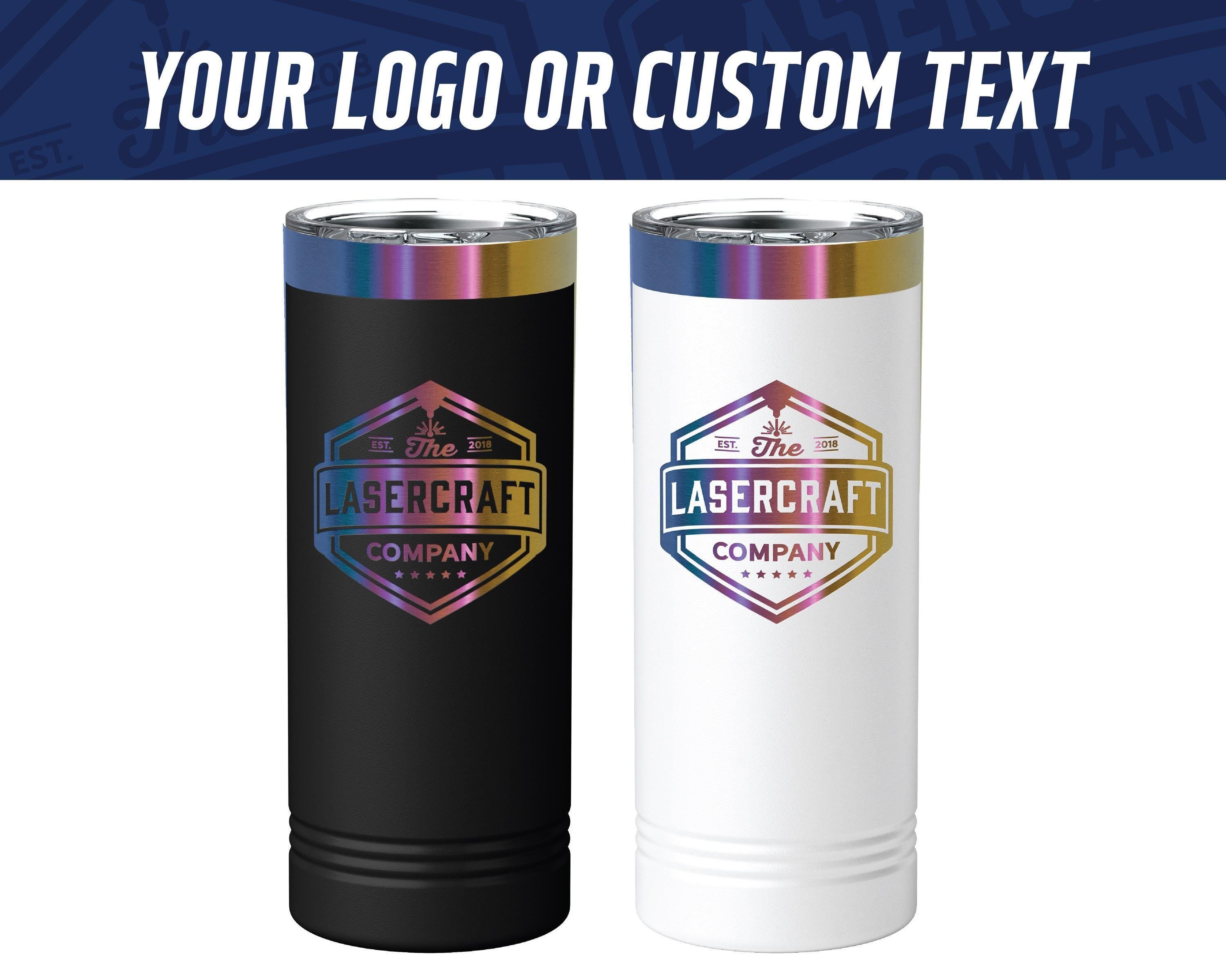 Custom Engraved 22oz Skinny Tumbler – Prism Rainbow Ion-Plated