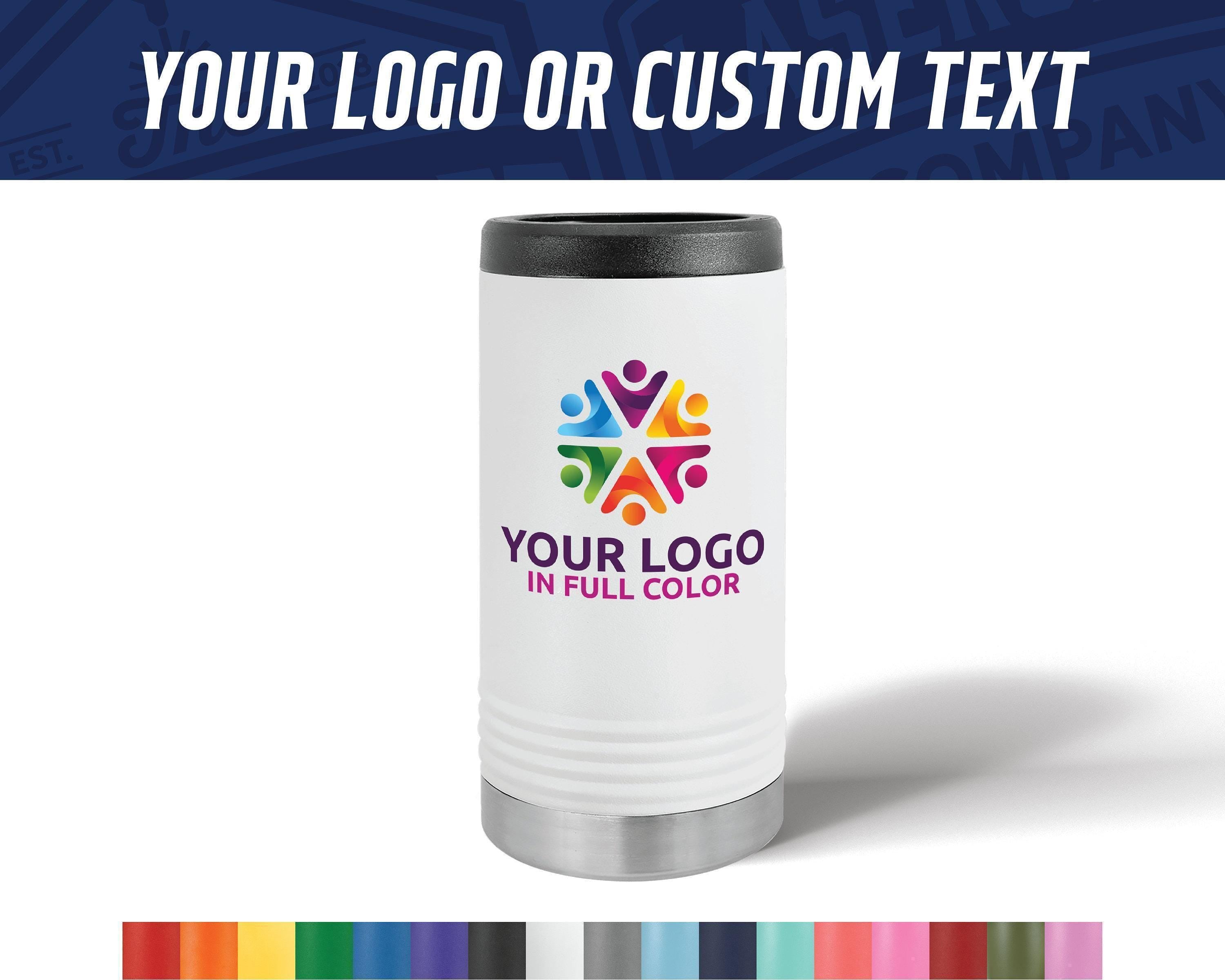 Custom Printed Slim Can Holder with full color logo - Custom Full Color Printed Slim Can Holder - Client Gifts - Full Color Logo Swag