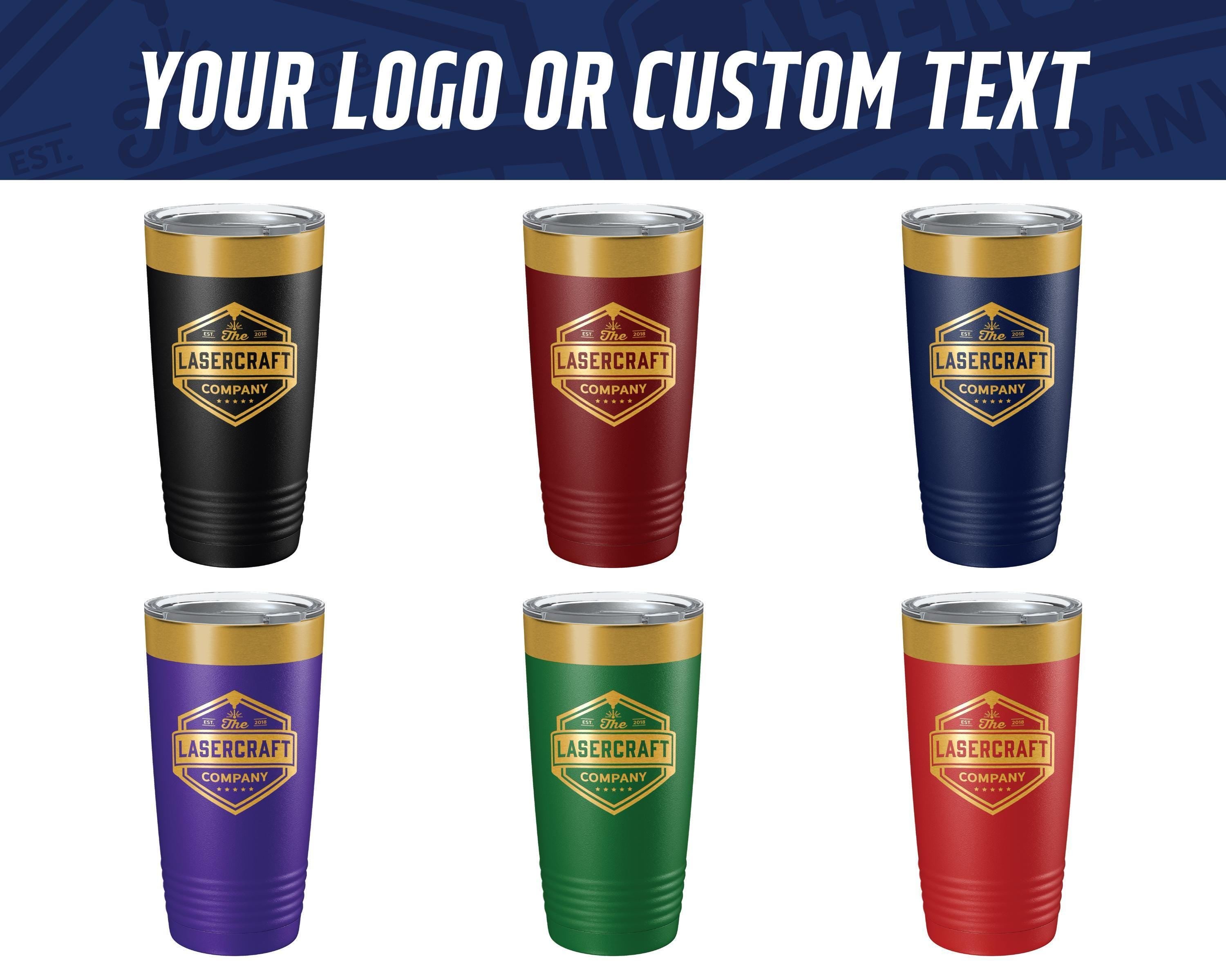Custom Engraved 20oz Tumbler – Bright Gold Ion-Plated