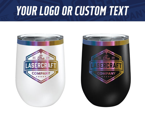 Custom Engraved 12oz Wine Tumbler – Prism Rainbow Ion-Plated