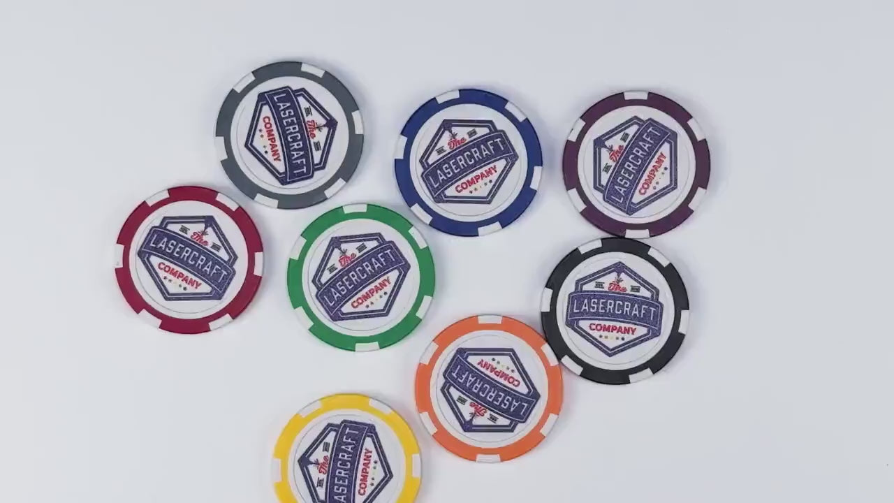 Custom Printed Poker Chips Set of 20 - Full Color Logo Poker Chip - Custom Print Poker Chip - Logo Golf Ball Marker - Custom Drink Tokens